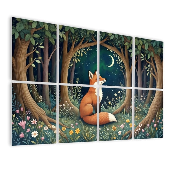 8 Pack Art Acoustic Panels Sound Absorbing Vintage Cottagecore Sandstone Animal Floral Botanical Fox Moon Stars Decorative Soundproof Wall Panels Self Adhesive for Nursery Game Room Bedroom 48"x32"