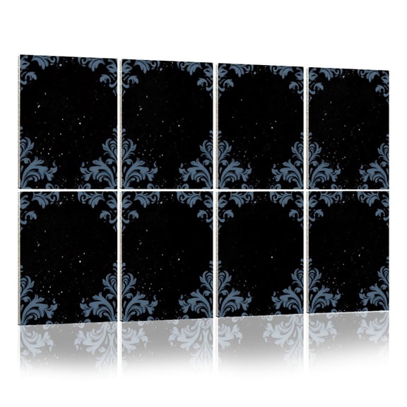 8 Pack Art Acoustic Panels Sound Absorbing Vintage Damask Black Gray Dark Elegant Ornate Gothic Floral Decorative Soundproof Wall Panels Self Adhesive for Nursery Game Room Bedroom 48"x32"