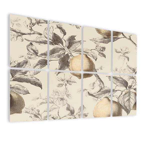 8 Pack Art Acoustic Panels Sound Absorbing Vintage Lemon Botanical Decorative Soundproof Wall Panels Self Adhesive for Nursery Game Room Bedroom 48"x32"