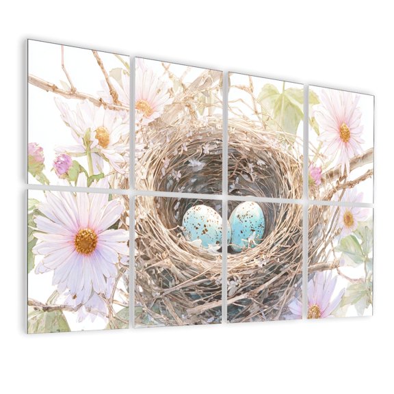 8 Pack Art Acoustic Panels Sound Absorbing Vintage Spring Floral Cute Animal Cottagecore Farmhouse Decorative Soundproof Wall Panels Self Adhesive for Nursery Game Room Bedroom 48"x32"
