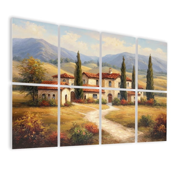 8 Pack Art Acoustic Panels Sound Absorbing Vintage Tuscany Landscape Rustic Aesthetic Vineyard Rolling Hills Decorative Soundproof Wall Panels Self Adhesive for Nursery Game Room Bedroom 48"x32"