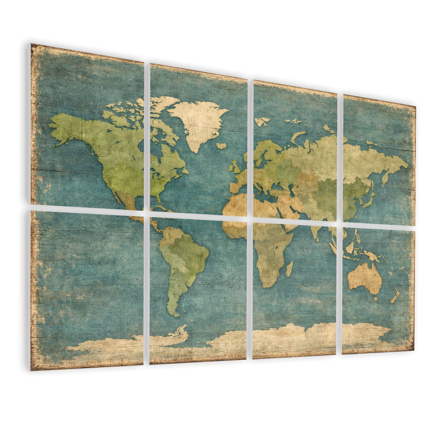 Wall Panel Map 8 Pack Art Acoustic Panels Sound Absorbing Vintage World Map Earth Tone ...