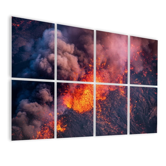 8 Pack Art Acoustic Panels Sound Absorbing Volcano Lava Fountains Holuhraun Fissure Eruption Bardarbunga Volcano Decorative Soundproof Wall Panels Self Adhesive for Nursery Game Room Bedroom 48"x32"