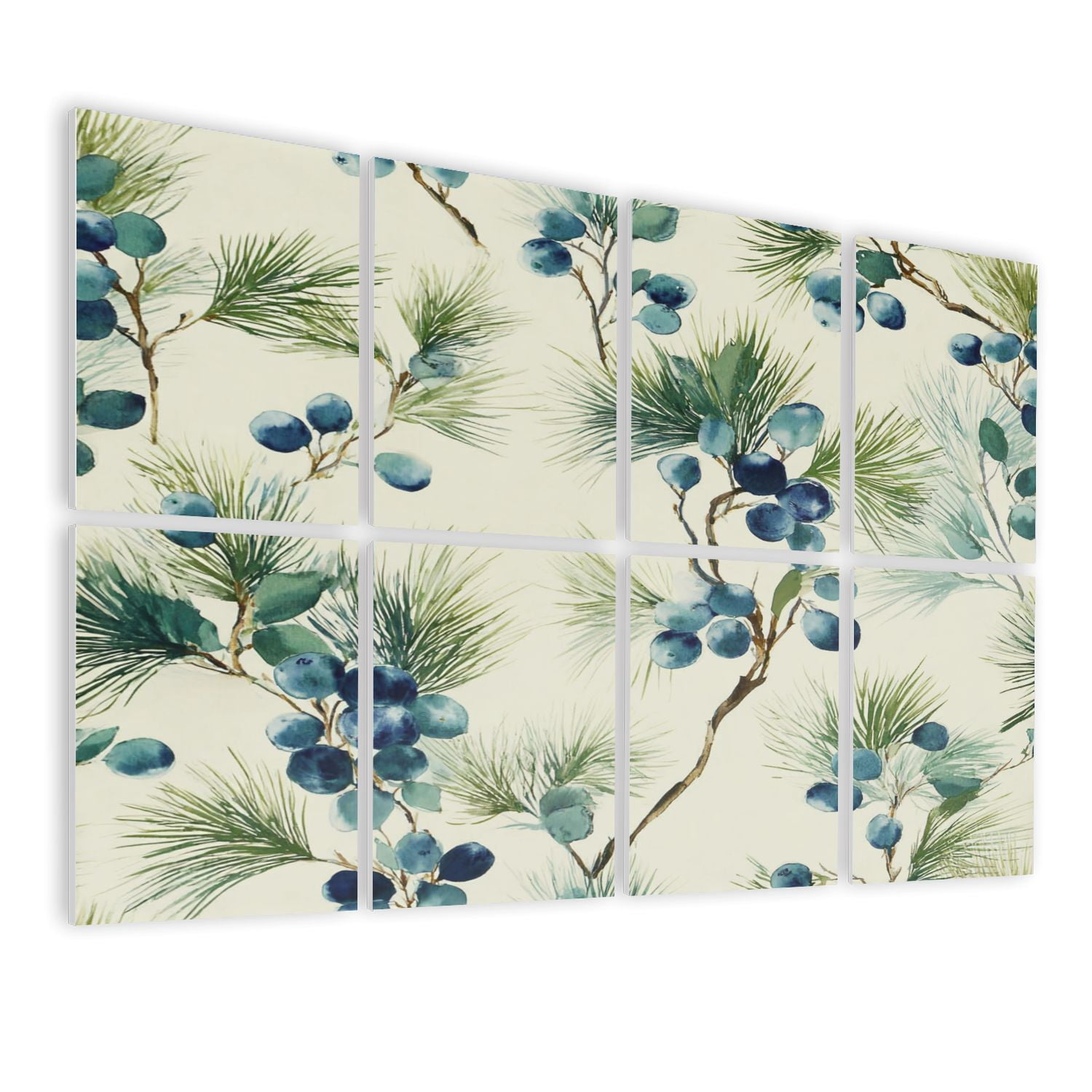 8 Pack Art Acoustic Panels Sound Absorbing Watercolor Winter Pine Decorative Soundproof Wall Panels Self Adhesive for Nursery Game Room Bedroom 48"x32"