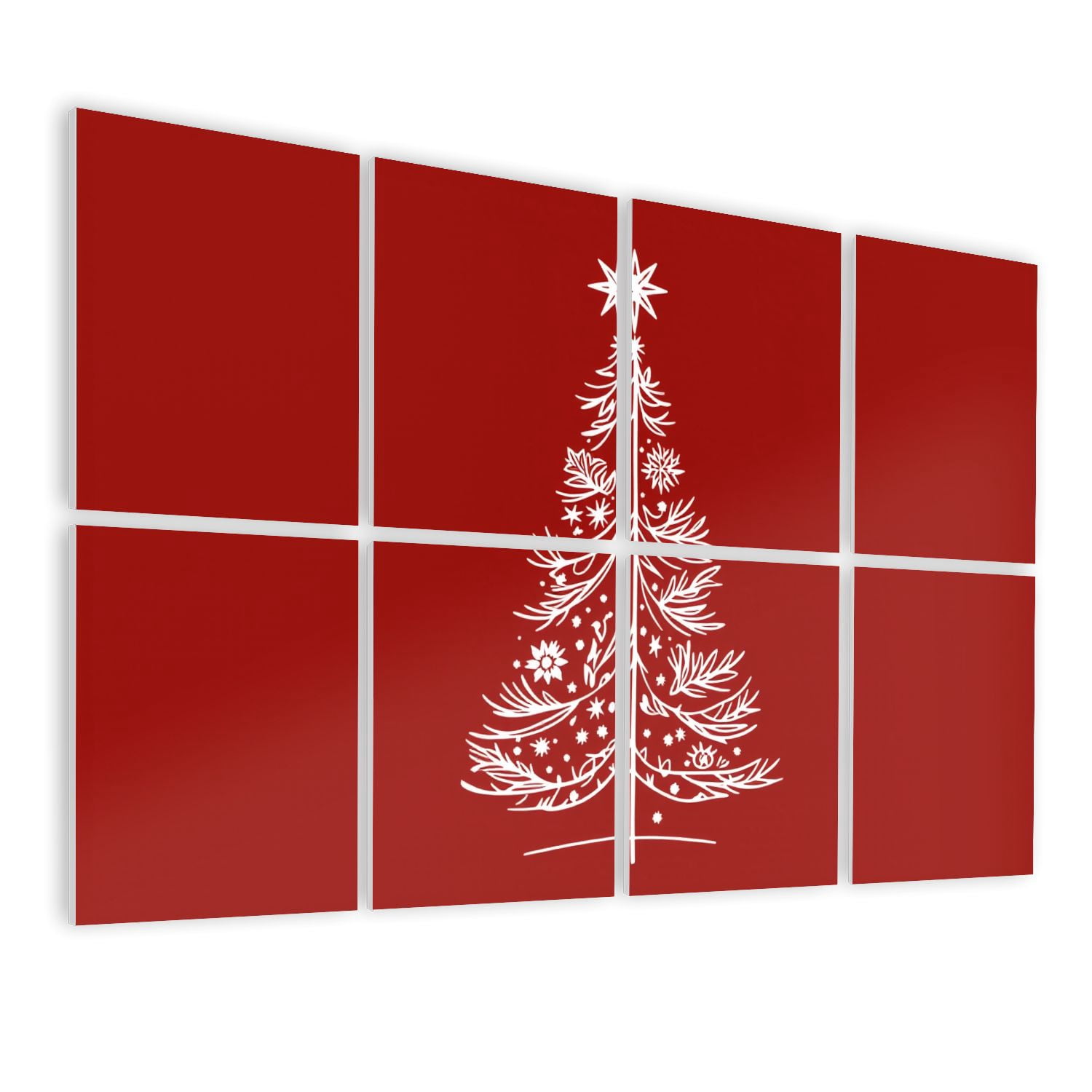 8 Pack Art Acoustic Panels Sound Absorbing White Christmas Tree Decorative Soundproof Wall Panels Self Adhesive for Nursery Game Room Bedroom 48"x32"