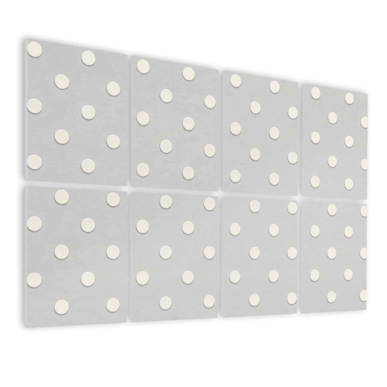 8 Pack Art Acoustic Panels Sound Absorbing White Polka Dot Light Gray Decorative Soundproof Wall Panels Self Adhesive for Nursery Game Room Bedroom 48"x32"