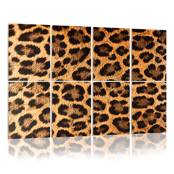 8 Pack Art Acoustic Panels Sound Absorbing Wild Animal Leopard Print Peel Stick Vinyl Cheetah Decorative Soundproof Wall Panels Self Adhesive for Nursery Game Room Bedroom 48"x32"