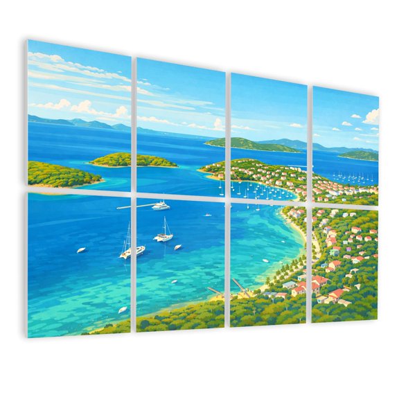 8 Pack Art Acoustic Panels Sound Absorbing aerial view Cruz Bay US Virgin Islands Decorative Soundproof Wall Panels Self Adhesive for Nursery Game Room Bedroom 48"x32"