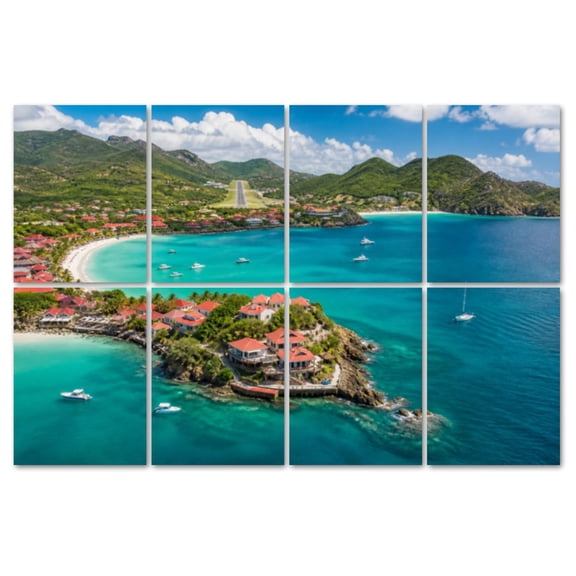 8 Pack Art Acoustic Panels Sound Absorbing aerial view Eden Rock St Caribbean Sea idyllic island Decorative Soundproof Wall Panels Self Adhesive for Recording Studios Office 48"x32"