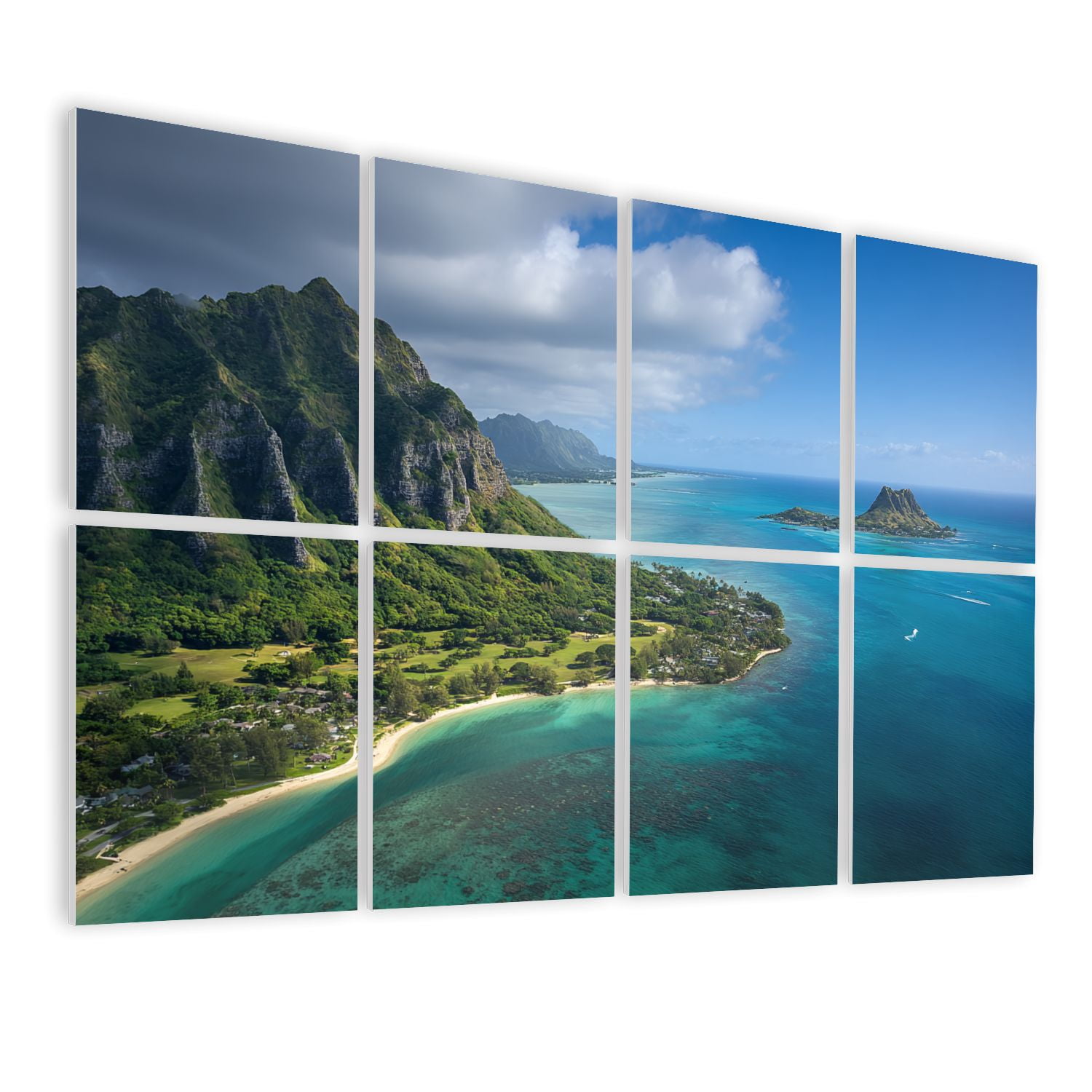 8 Pack Art Acoustic Panels Sound Absorbing aerial view kualoa point hat kaneohe bay oahus Decorative Soundproof Wall Panels Self Adhesive for Nursery Game Room Bedroom 48"x32"
