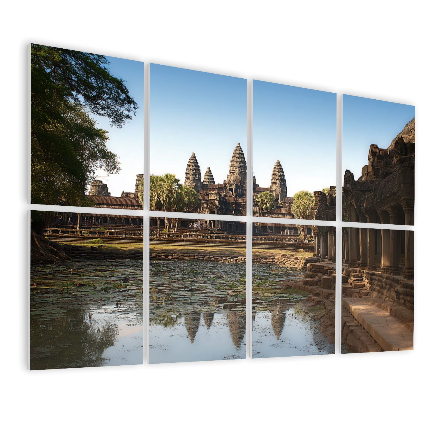 8 Pack Art Acoustic Panels Sound Absorbing angkor before sunset cambodia waters Decorative Soundproof Wall Panels Self Adhesive for Nursery Game Room Bedroom 48"x32"