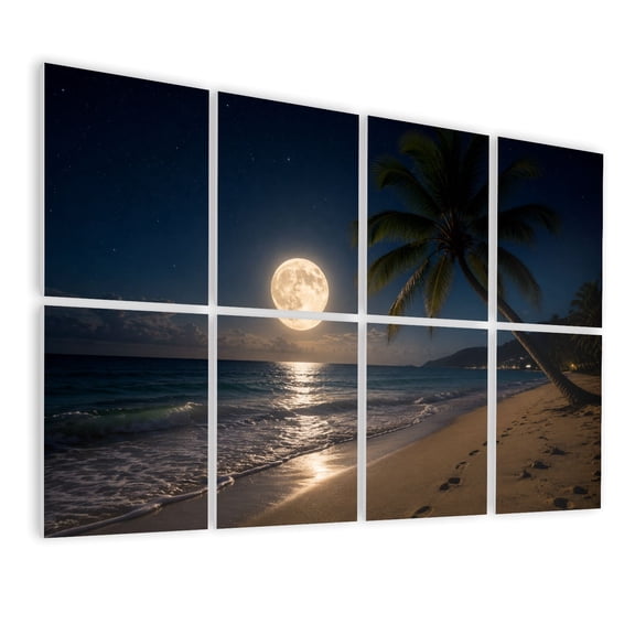 8 Pack Art Acoustic Panels Sound Absorbing beach full moon Decorative Soundproof Wall Panels Self Adhesive for Nursery Game Room Bedroom 48"x32"