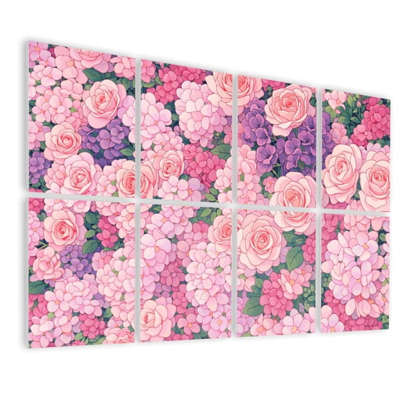 8 Pack Art Acoustic Panels Sound Absorbing close up colorful roses backdrop wall Decorative Soundproof Wall Panels Self Adhesive for Nursery Game Room Bedroom 48"x32"
