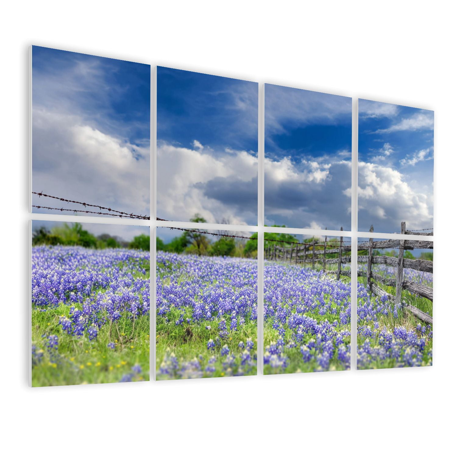 8 Pack Art Acoustic Panels Sound Absorbing clouds Texas bluebonnets Decorative Soundproof Wall Panels Self Adhesive for Nursery Game Room Bedroom 48"x32"