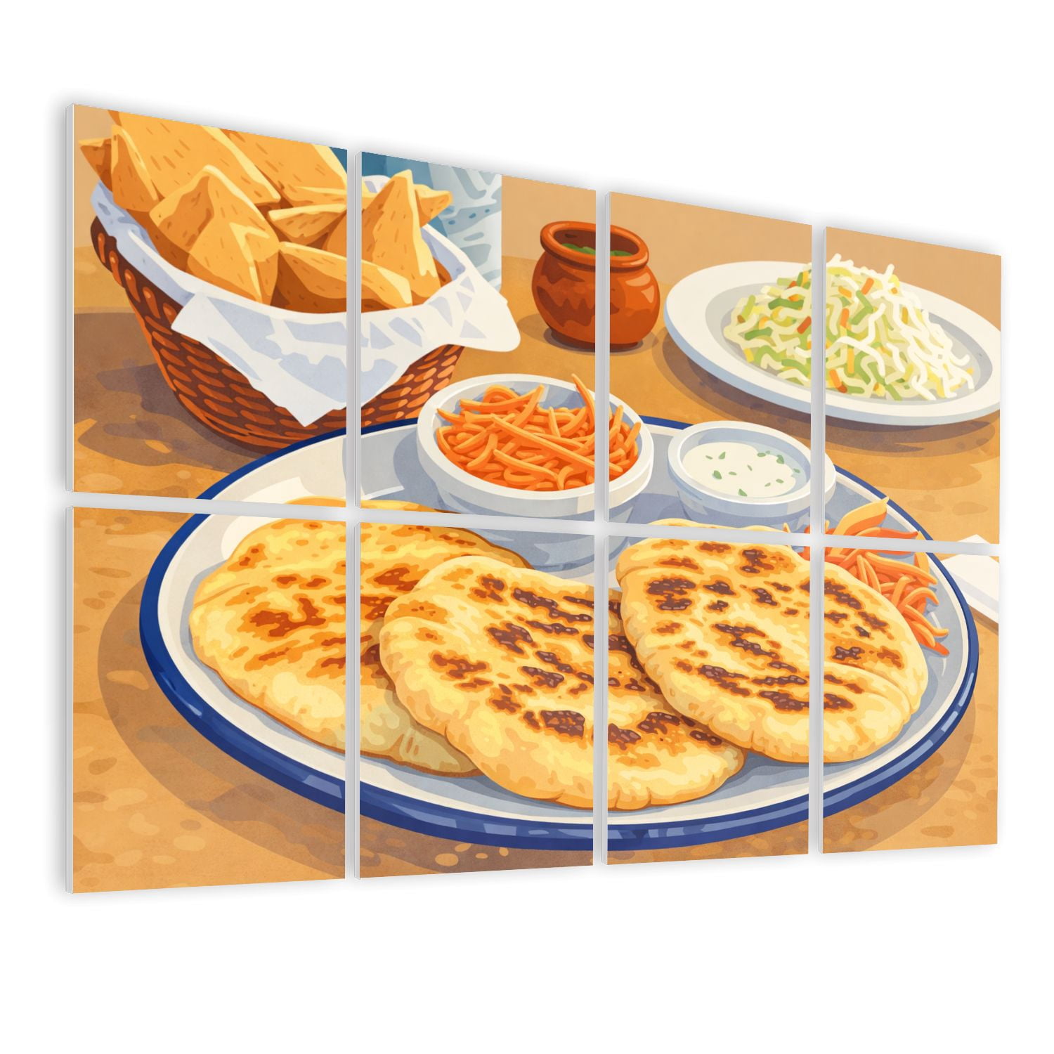8 Pack Art Acoustic Panels Sound Absorbing dish pupusas others mexican food table Decorative Soundproof Wall Panels Self Adhesive for Nursery Game Room Bedroom 48"x32"