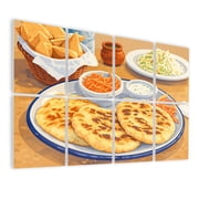 8 Pack Art Acoustic Panels Sound Absorbing dish pupusas others mexican food table Decorative Soundproof Wall Panels Self Adhesive for Nursery Game Room Bedroom 48x32