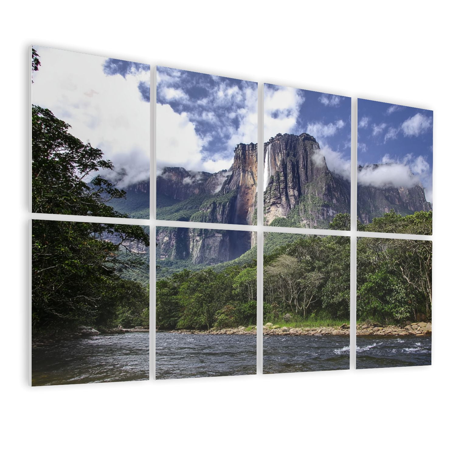 8 Pack Art Acoustic Panels Sound Absorbing falls Canaima National Park Venezuela Decorative Soundproof Wall Panels Self Adhesive for Nursery Game Room Bedroom 48"x32"