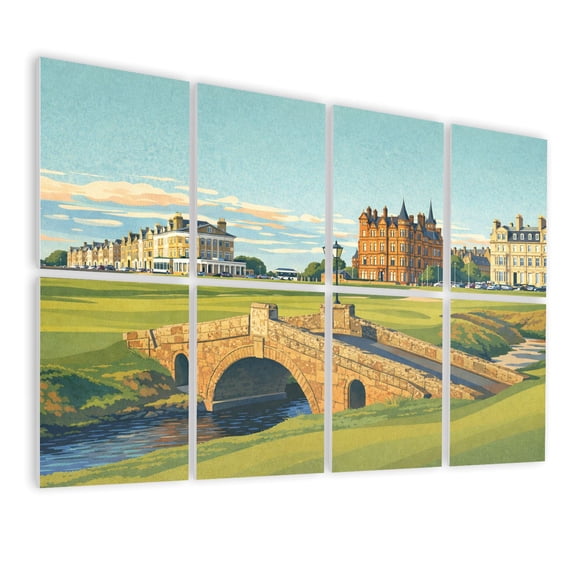 8 Pack Art Acoustic Panels Sound Absorbing famous swilcan bridge andrews old course scotland Decorative Soundproof Wall Panels Self Adhesive for Nursery Game Room Bedroom 48"x32"