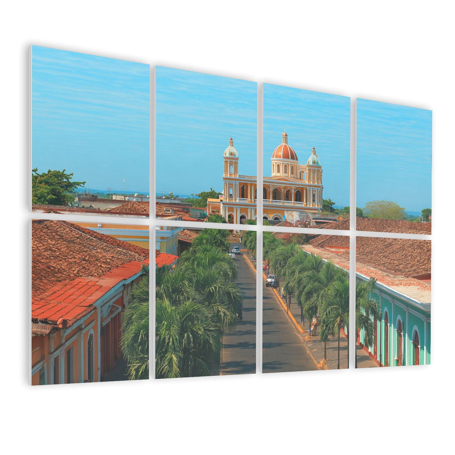 8 Pack Art Acoustic Panels Sound Absorbing granada cityscape nicaragua old mediterranean towns Decorative Soundproof Wall Panels Self Adhesive for Nursery Game Room Bedroom 48"x32"