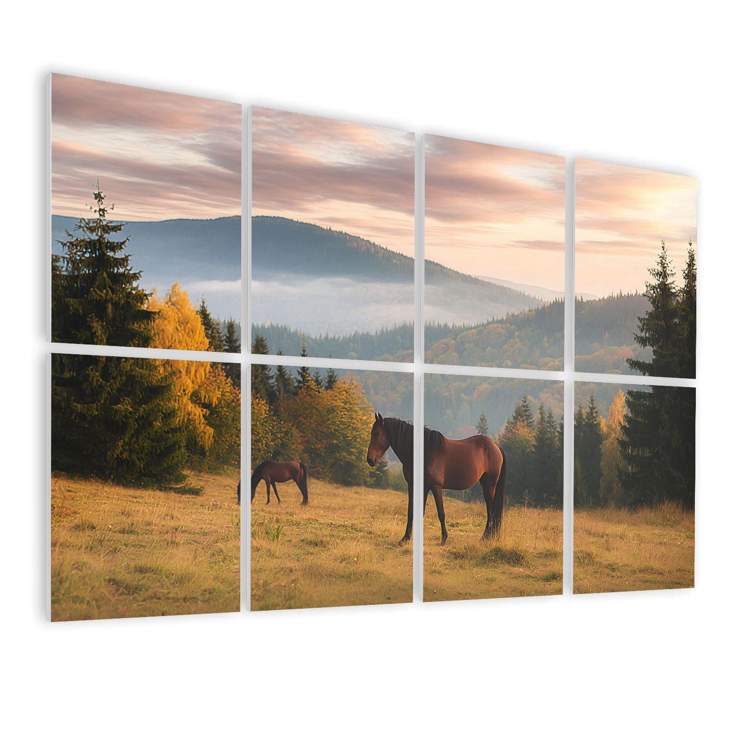 8 Pack Art Acoustic Panels Sound Absorbing horse dramatic clouds Rural landscape Horse Agricultural Decorative Soundproof Wall Panels Self Adhesive for Nursery Game Room Bedroom 48"x32"