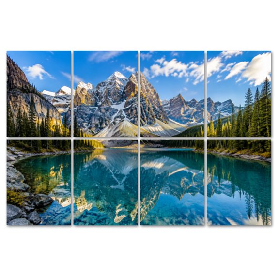 8 Pack Art Acoustic Panels Sound Absorbing iceberg winter Landscape sunset view Morain lake mountain Decorative Soundproof Wall Panels Self Adhesive for Recording Studios Office 48"x32"