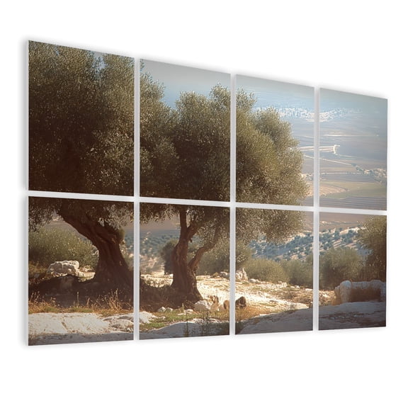 8 Pack Art Acoustic Panels Sound Absorbing landscape olive trees palestine olives Decorative Soundproof Wall Panels Self Adhesive for Nursery Game Room Bedroom 48"x32"