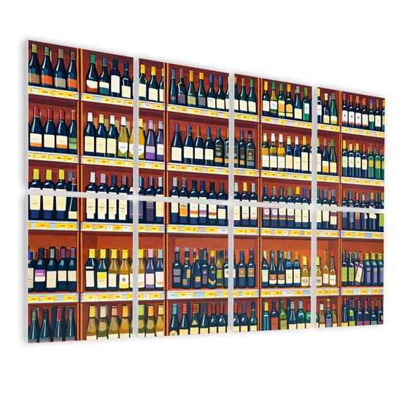 8 Pack Art Acoustic Panels Sound Absorbing large cabinet bottles wine supermarket wine rack Decorative Soundproof Wall Panels Self Adhesive for Nursery Game Room Bedroom 48"x32"