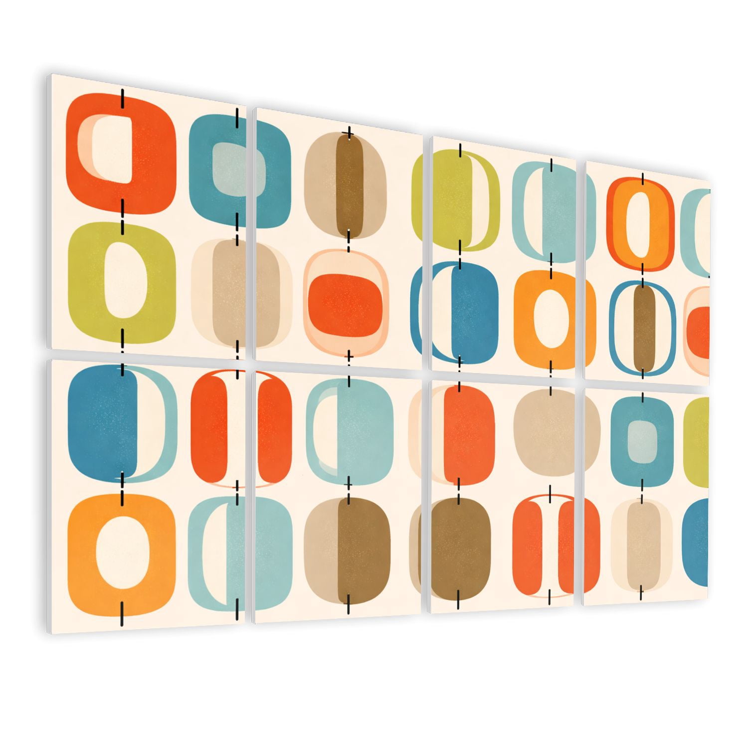8 Pack Art Acoustic Panels Sound Absorbing mid century style Decorative Soundproof Wall Panels Self Adhesive for Nursery Game Room Bedroom 48"x32"