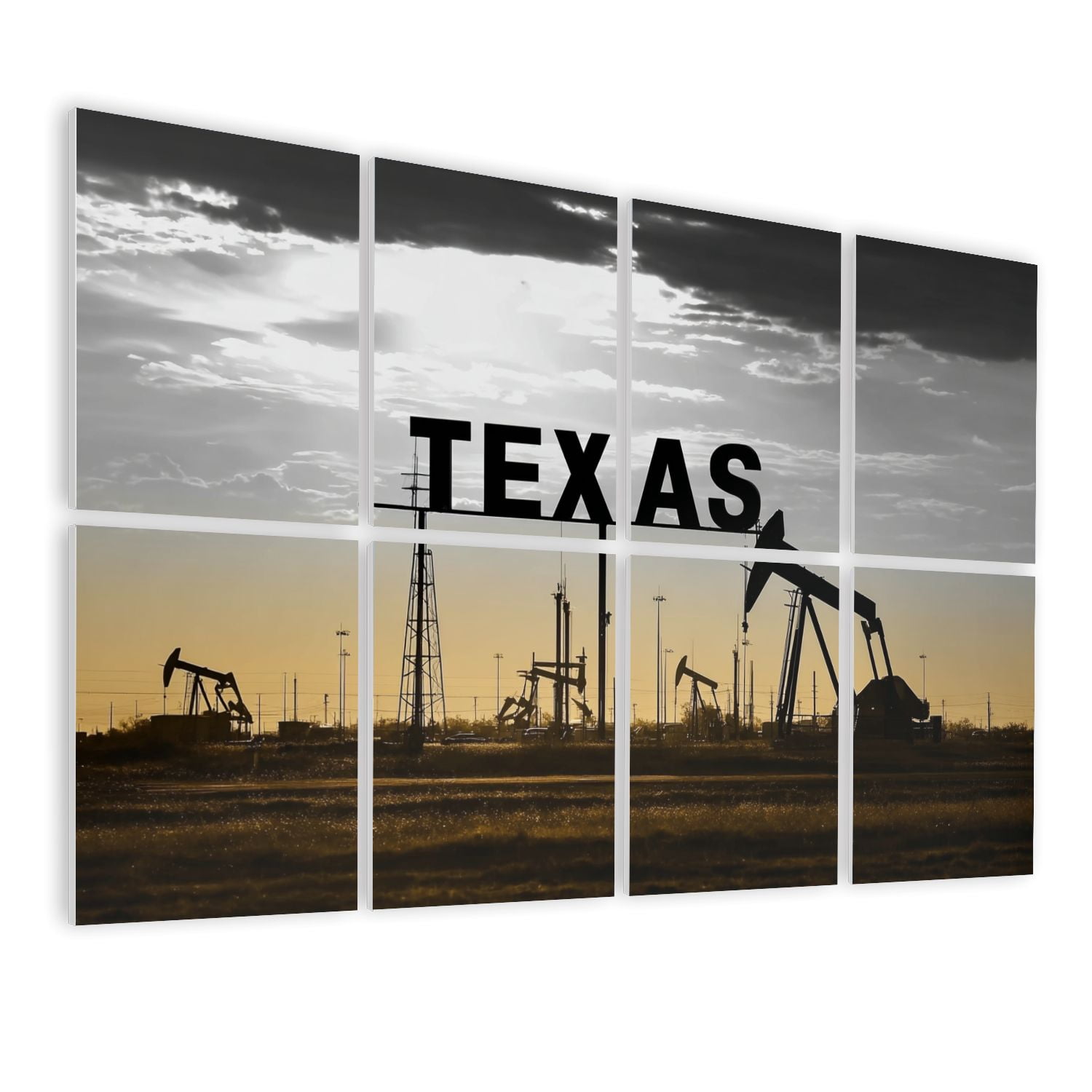 8 Pack Art Acoustic Panels Sound Absorbing oil field Texas Decorative Soundproof Wall Panels Self Adhesive for Nursery Game Room Bedroom 48"x32"