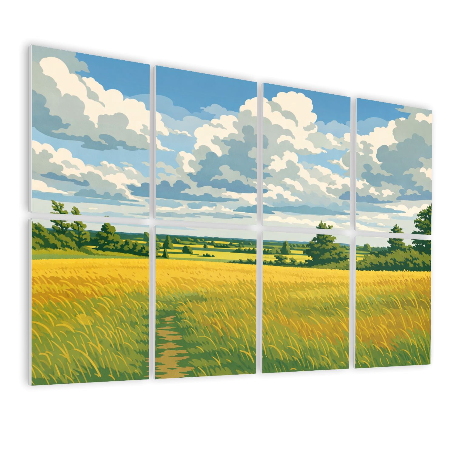 8 Pack Art Acoustic Panels Sound Absorbing An oil traditional English countryside view farm fields Decorative Soundproof Wall Panels Self Adhesive for Nursery Game Room Bedroom 48"x32"