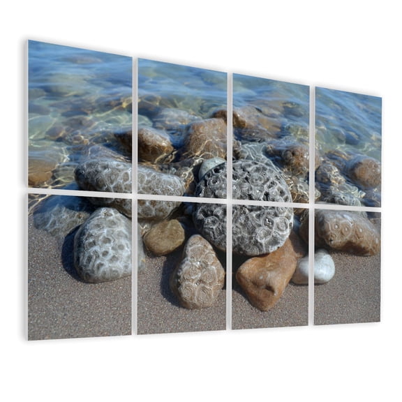 8 Pack Art Acoustic Panels Sound Absorbing petoskey stones great lakes Decorative Soundproof Wall Panels Self Adhesive for Nursery Game Room Bedroom 48"x32"