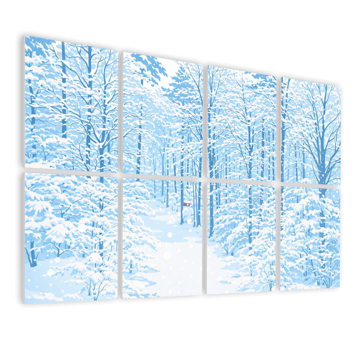 8 Pack Art Acoustic Panels Sound Absorbing pine forest heavily covered snow Decorative Soundproof Wall Panels Self Adhesive for Nursery Game Room Bedroom 48"x32"