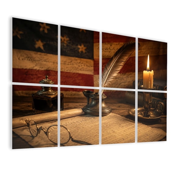 8 Pack Art Acoustic Panels Sound Absorbing quill pen glasses candle ink flag Decorative Soundproof Wall Panels Self Adhesive for Nursery Game Room Bedroom 48"x32"