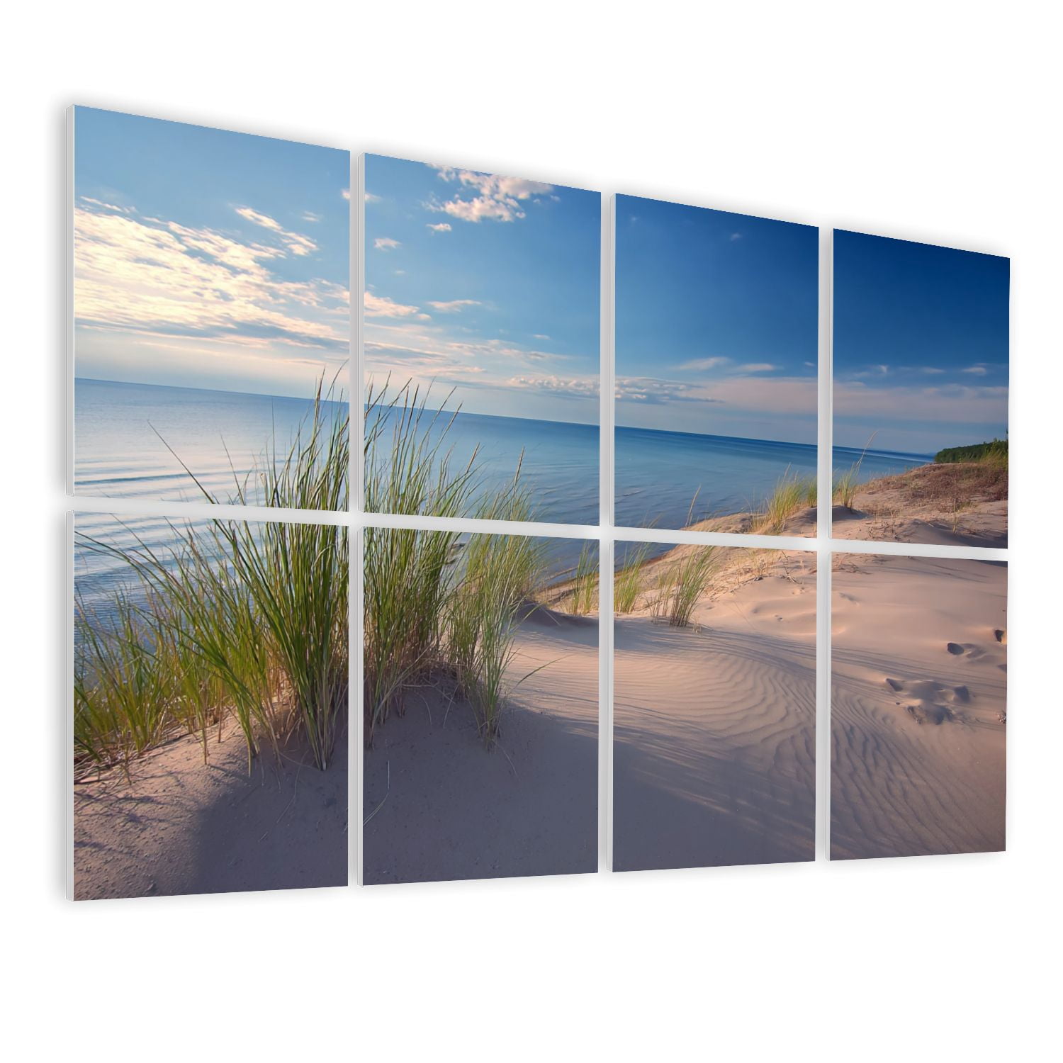8 Pack Art Acoustic Panels Sound Absorbing sand grass lake michigan coast sleeping bear dunes Decorative Soundproof Wall Panels Self Adhesive for Nursery Game Room Bedroom 48"x32"