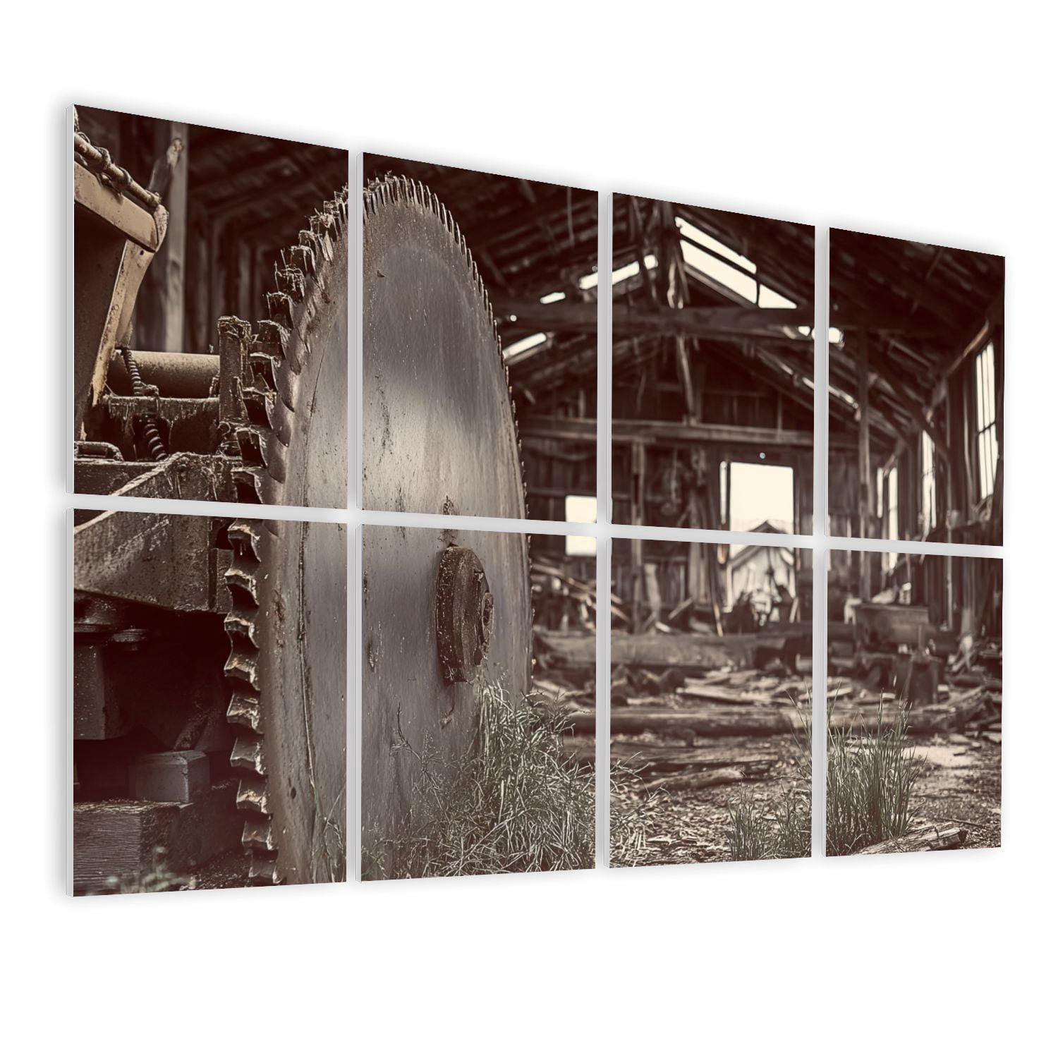 8 Pack Art Acoustic Panels Sound Absorbing sawmill white farm Decorative Soundproof Wall Panels Self Adhesive for Nursery Game Room Bedroom 48"x32"