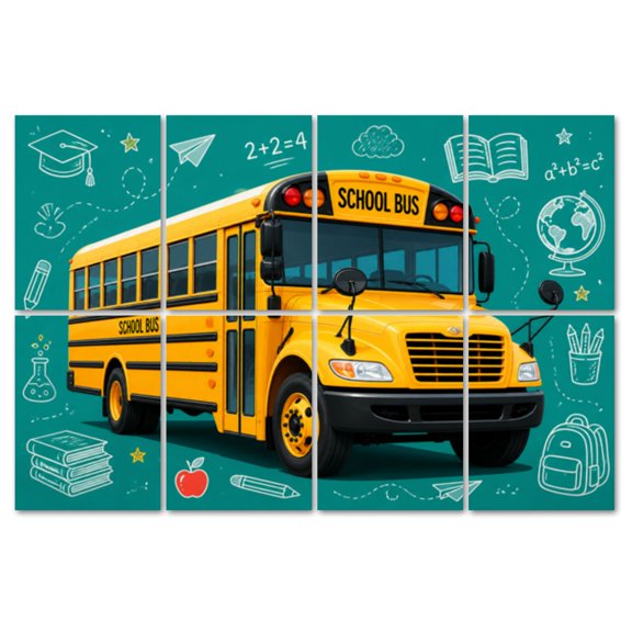 8 Pack Art Acoustic Panels Sound Absorbing school Bus pencil lab math apples back to school New class Decorative Soundproof Wall Panels Self Adhesive for Recording Studios Office 48"x32"