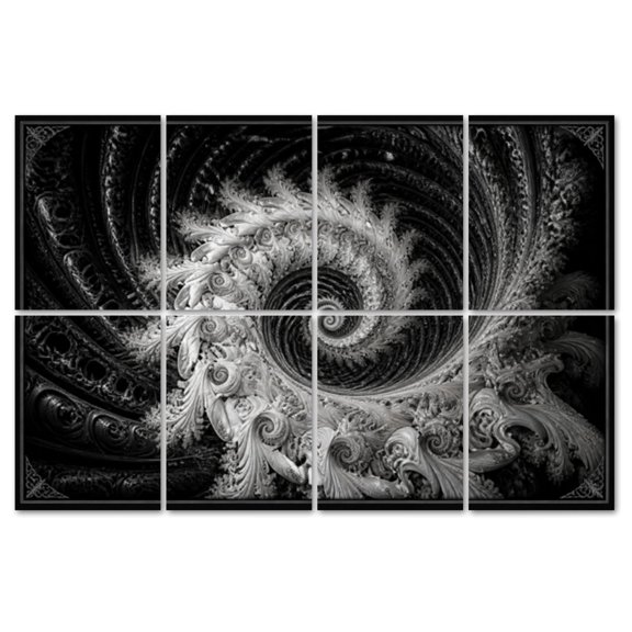 8 Pack Art Acoustic Panels Sound Absorbing swirl wave black white shell sea ammonite abstract golden spiral Decorative Soundproof Wall Panels Self Adhesive for Recording Studios Office 48"x32"