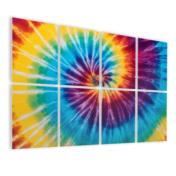 8 Pack Art Acoustic Panels Sound Absorbing vibrant tie dye green red pictures Decorative Soundproof Wall Panels Self Adhesive for Nursery Game Room Bedroom 48"x32"