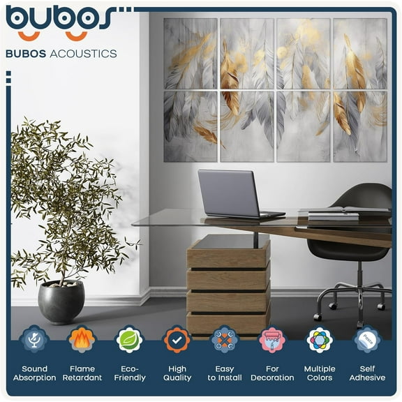 8 Pack Art Acoustic Panels Soundproof Wall Panels, 48x32 Inches -Adhesive Sound Absorbing Decorative Acoustical Panels for Recording Studio