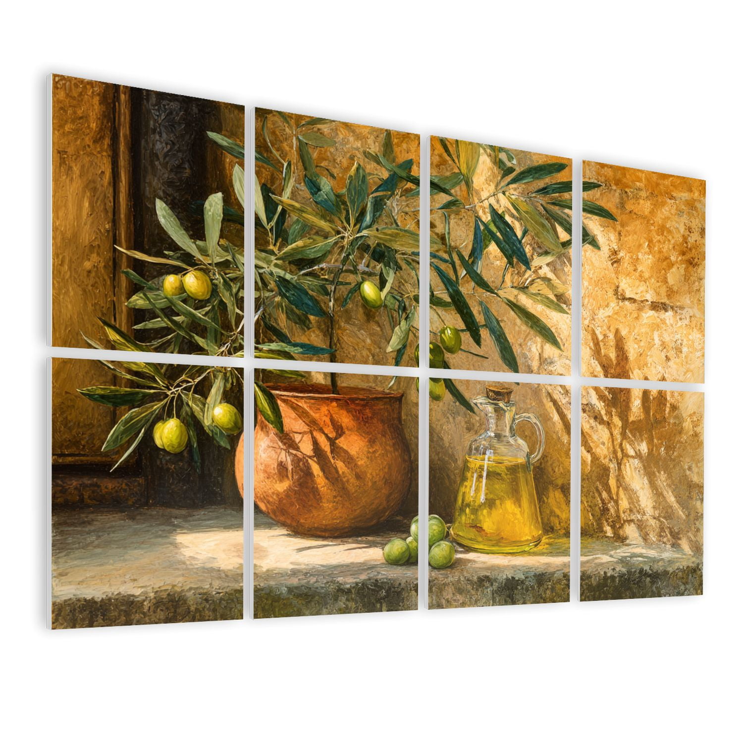 8 Pack Art Acoustic Panels Vintage Olive Branch Wine Green Plant Farmhouse Olive Tree Self Adhesive Sound Absorbing Panels for Home Office Studio Media Room 48"x32"