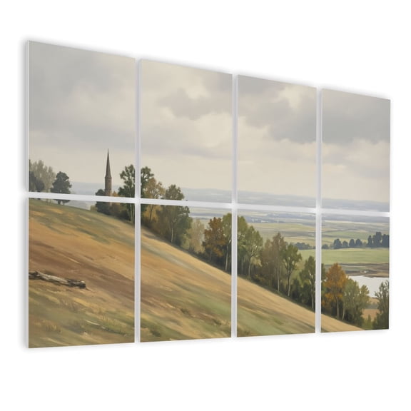 8 Pack Art Acoustic Panels Vintage Vast Grassland Landscape Retro Meadow Scenery Farmhouse Decorative Soundproof Wall Panels Self Adhesive for Living Room Home Office 48"x32"