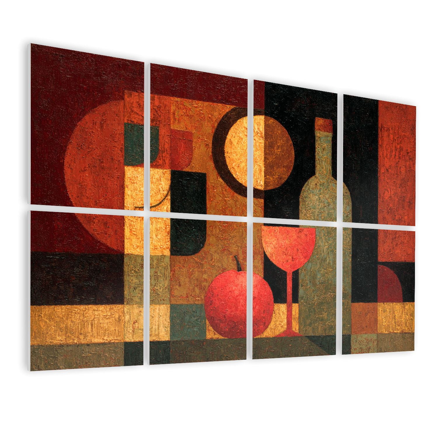 8 Pack Art Acoustic Panels Wine Glass Still Life Abstract Bar Wine Bottle Two Wine Glasses Self Adhesive Sound Absorbing Panels for Home Office Studio Media Room 48"x32"