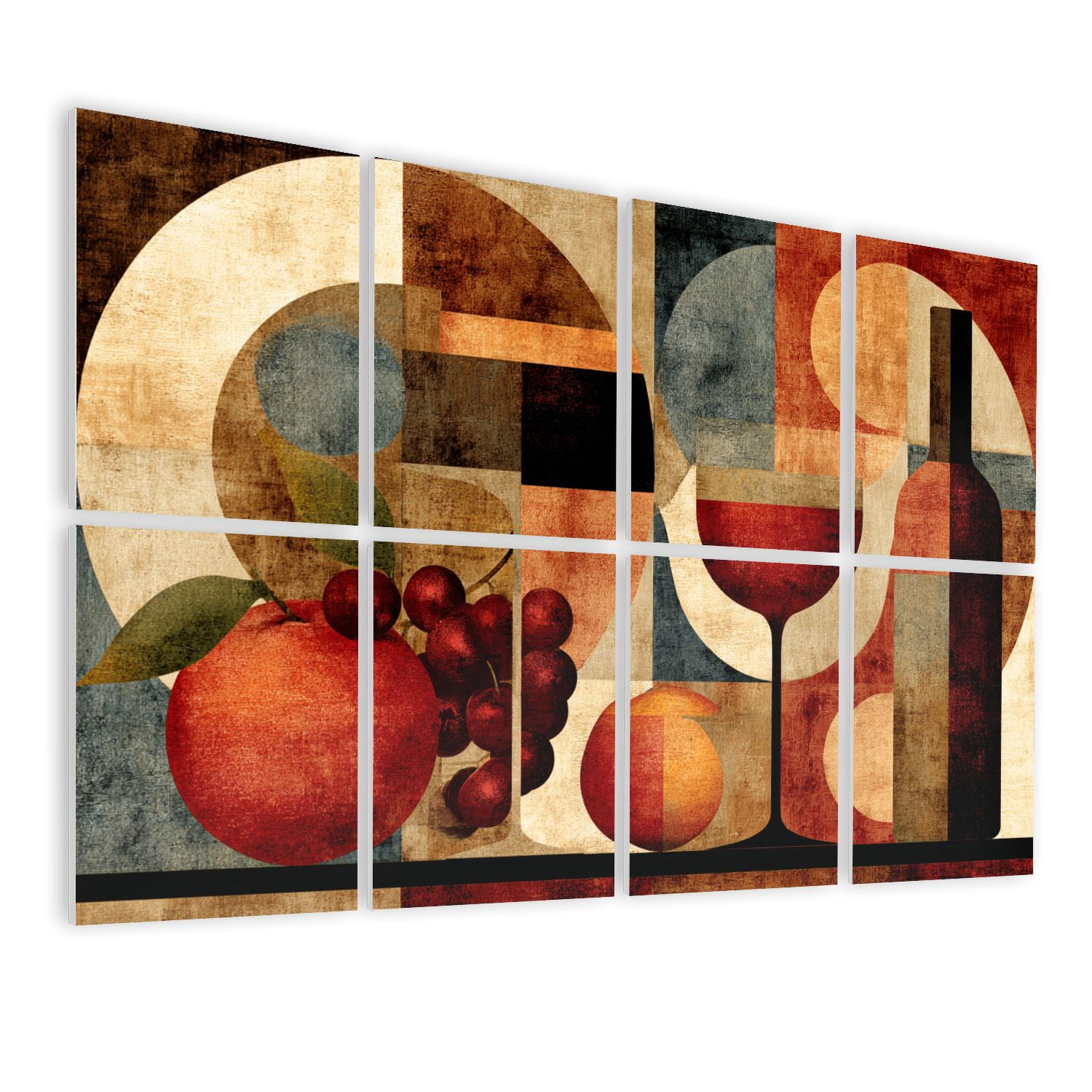 8 Pack Art Acoustic Panels Wine Glass Still Life Abstract Bar Wine Bottle Two Wine Glasses Self Adhesive Sound Absorbing Panels for Home Office Studio Media Room 48"x32"