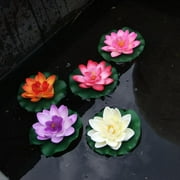 8 Pack Artificial Floating Foam Lotus Flower with Water Lily Pad, Lifelike Ornanment Perfect for Home Garden Pond Decoration