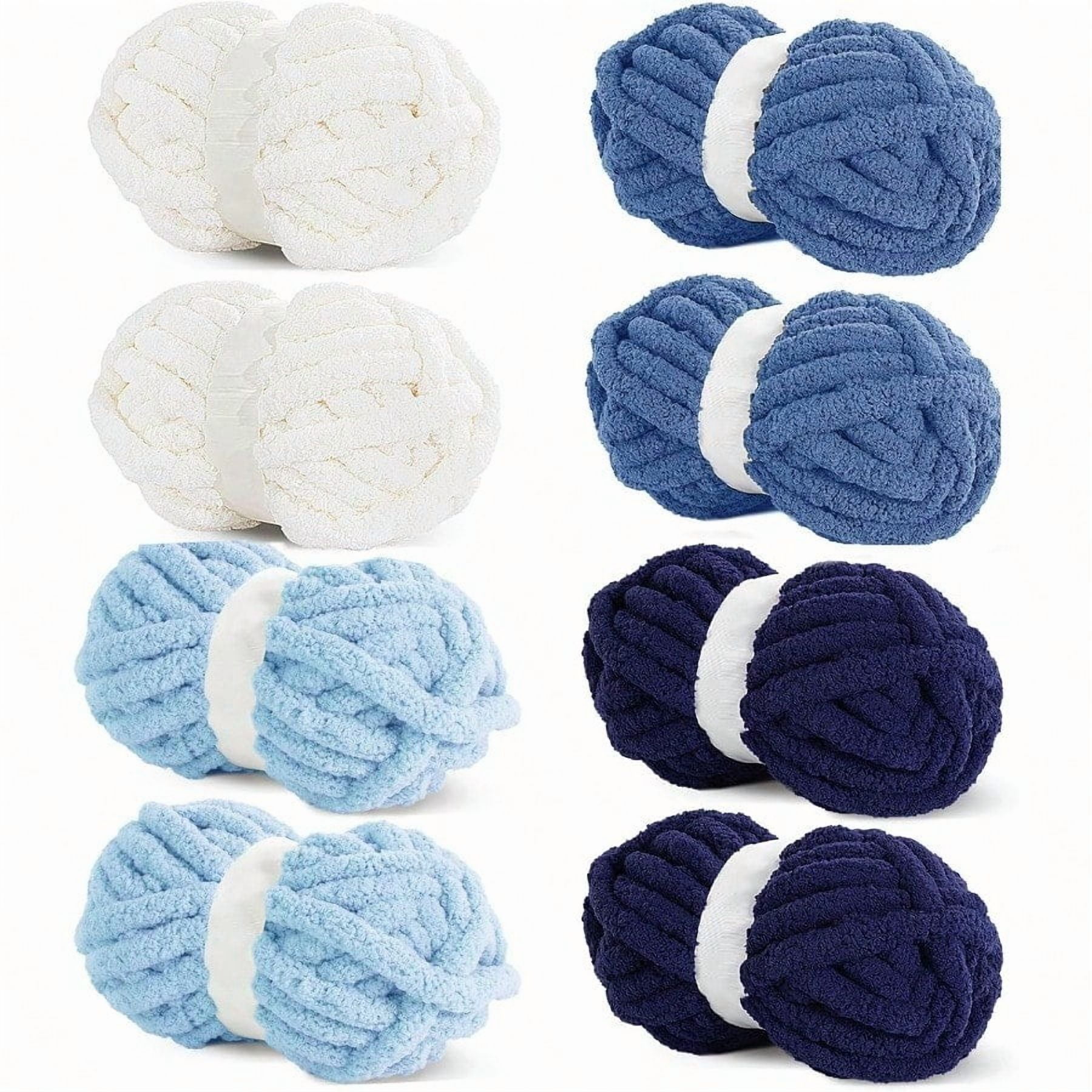 8 Pack Assorted Chunky Yarn for Crochetinger Bulky Large Soft Fluffy Yarn Plush Fuzzy Yarn Thick Chenille Yarn for Hand Knitting/Arm Knitting CreamBlue 27yds 8 oz Each Skein