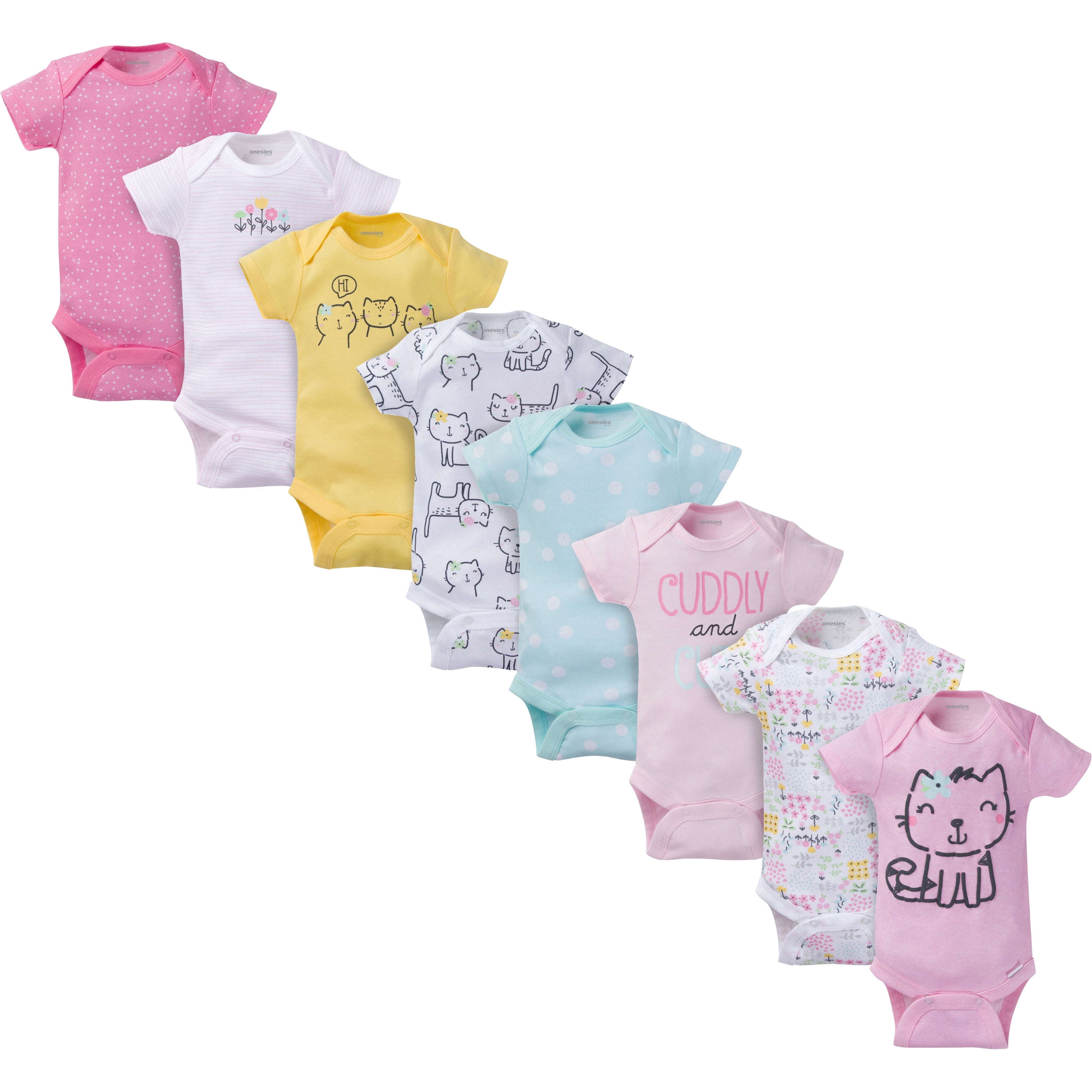 Onesies Brand Baby Girl Bodysuits, 8-Pack, Sizes Newborn - 12 Months