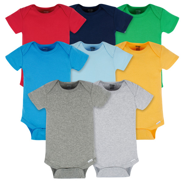 Onesies Brand Baby Boy Short Sleeve Onesies Bodysuits, 8Pack, Sizes