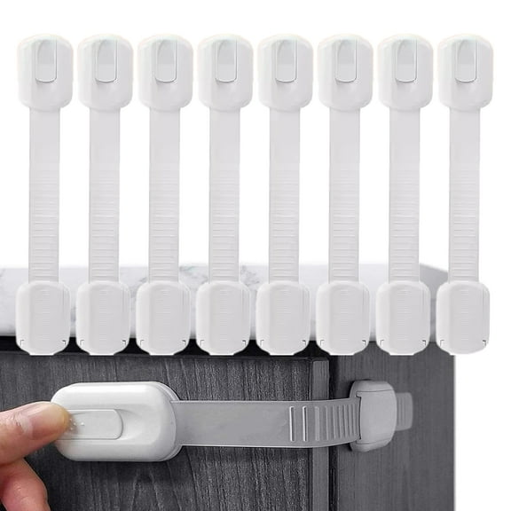 8-Pack Baby Proofing Baby Locks child locks for cabinets 3M Adhesive Cabinet Drawer Door Latches for Childproofing Kitchen, Ovens, and Furniture, No Screws, White