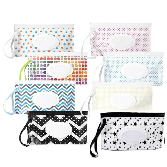 8 Pack Baby Wipe Pouch Bags,Baby Wipe Dispenser,Portable Refillable Wipe Holder,Reusable Baby Wipes Container,Wet Wipe Pouch for Home,Travel