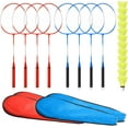 thumbnail image 1 of 8 Pack Badminton Rackets Set Including Badminton Racquets, Nylon Shuttlecocks and Carry Bag for Outdoor Backyard Games Beginners, 1 of 6